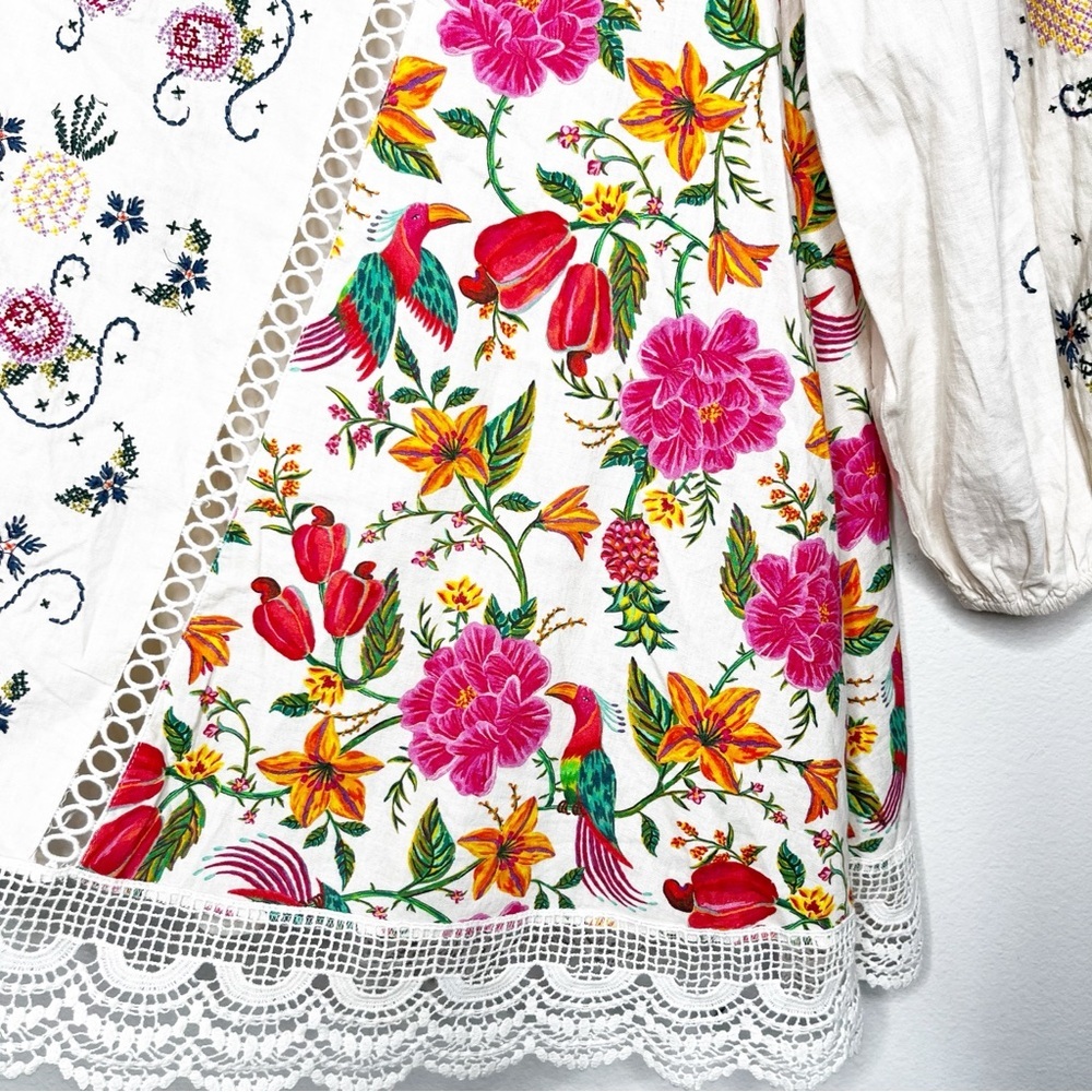 NWT FARM RIO Toucans Garden Flowy One Shoulder Embroidered Floral Dress Small - Picture 8 of 14